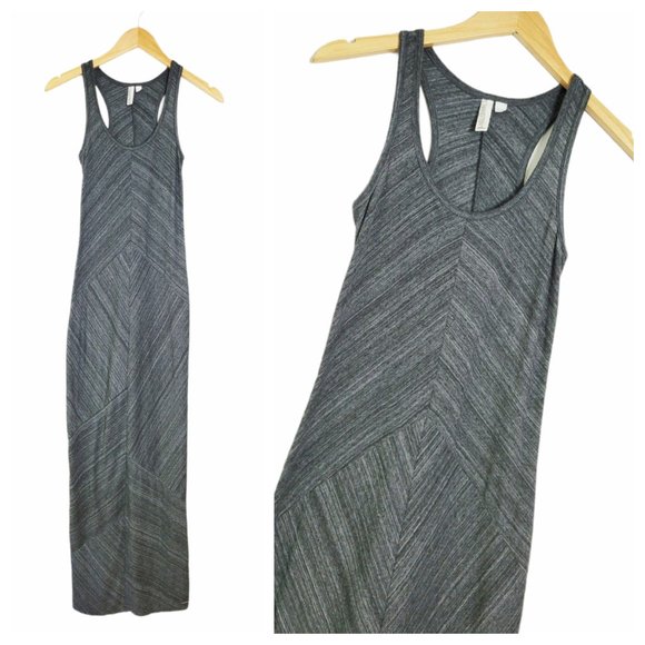 Hang Ten Gray Maxi Dress Charcoal Gray Fitted Racerback Tank Casual Maxi Dress - Picture 3 of 10